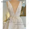 Lakshmigown luxe kralende champagne trouwjurken voor vrouwen 2023 Vestidos Sexy Bridal Beach Wedding Dres Plunging v neck m9r8#