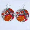 Dangle Chandelier Bohemian Printing Colorf Eardrop Womens Fashion Afro Wooden Earrings Wood Round Choom Hoop Jewelry 도매 Dhaw7