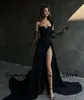 sumnus Black Sexy Mermaid Prom Dres One Shoulder Leg Split Corset Sweetheart Evening Party Gowns With Train Pageant Gown 2024 23LU#