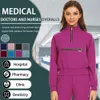 Veterinaire Vrouwen Uniformen Scrubs Shirt Zip Stand Kraag Scrub Tops Lg Mouw Blouse Dierenwinkel Verpleging Kostuum Werken Uniform h7Dg#