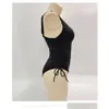 Kvinnors badkläder Kvinnor Bodysuit Swimsuit One Shoder Hollow Out Monokini Y High midje Beachwear Clothing Drop Delivery Apparel DH7BU