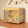 Cat Carriers Solid Wood Cages Large Space House Scratching Post Luxury Villa Home Indoor Stackable Transparent Cabinet