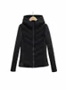 traf 2023 Winter Fi Cropped Patchwork Hooded Slim Warm Cott Coat Lg Sleeve Zipper Female Outerwear Chic Tops f5fU#