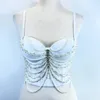 Débardeurs pour femmes Style coréen Camisole Busiter Corset haut court femmes diamants chaîne de perles hauts barre de nuit Club occasion spéciale