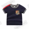 Designer petits enfants poche à carreaux T-shirts tout-petits garçons rayures col rond manches courtes T-shirts été enfants coton hauts décontractés Z7394