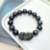 Hebra de obsidiana dorada Pi Xiu pulsera joyería