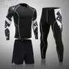 Herrspårar vinter sportkläder termiska underkläder sportkörningskomprimering tights långärmad fitness mma rashguard jogging kostymer