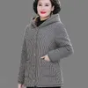 2024 Frauen Wintermantel Fleece Gefütterte Cott Gepolsterte Jacke Plaid Druck Dicke Warme Mit Kapuze Tops Oversize Lammwolle Mäntel G5ai #