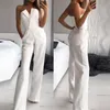 Vrouwen Solid Tube Top Mouwloze Jumpsuits Rompertjes Mode Koude Schouder Pocket Wijde Pijpen Jumpsuit Kantoor Dame Elegante Pakken 240315