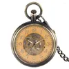 Pocket Watches Antique Alloy Case Mechanical Watch Automatic Skeleton för män Kvinnor Lysande händer Pendant Fob Chain Clock Reloj