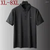 Polos pour hommes 8XL 7XL 6XL 2024 Summer Business T-shirt rayé Hommes Tops Hommes Haut de gamme Polo Casual Male Vêtements