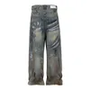 baggy Loose Graffiti Printed Hip Hop Jeans Pants Wed Cargo Streetwear Denim Trousers For Male j2RT#