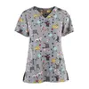 scrub Tops Women Short Sleeve V-neck Tops Nurse Uniform Carto Print Working Blouse Ladies T-shirts Uniforme Enfermera Mujer n7c9#