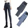 Coreano Cintura Alta Lápis Jeans Mulheres Oversize 38 Vintage Stretch Skinny Vaqueros 92-102cm Slim Denim Calças Casual Leggings Pant m4tk #