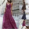 Grundlegende Freizeitkleider Mode Y Kleid Leopard V-Ausschnitt Sling Maxi Frauen Sommer ärmellos Chiffon Strand Lange Robe Tops Drop Lieferung A DHS7O