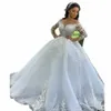 Vestido de bola Princ Wedding Dres O Cuello Apliques de encaje con cuentas LG Mangas Dres de boda para mujeres Vestidos de Novia 2023 S6kB #