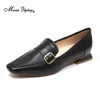 Sapatos casuais Mona Flying Mulheres Genuíno Couro Penny Mocassins Feitos à Mão Slip-on Sólido Square Toe Flat para Ladies1218-11