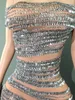 Sparkly Rhinestes Short Dr för kvinnor Sexig off-shoulder Se genom kvällen Fira födelsedag Dr Foto Shoot Stage Wear Y578#