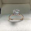 Real solido 925 anello sterling in argento lussuoso 2 ° cuscino taglio taglio anelli di fidanzamento per matrimoni in pietra per donne Gift di gioielli 278N