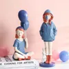 Modern Cute Balloon Girl Resin Statues Ornaments Store Office Furnishing Decoration Home Livingroom Desktop Accessories Crafts 240401