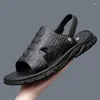 Sandals Men Crocodile Pattern Soft Non-Slip Shoes High Quality Beach Mens Gladiator Summer Casual Flat