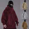 Mens Turtleneck överdimensionerad hoodie hiphop solid färg huva tröjor våren hösten y2k harajuku sport tröjor streetwear n6ot#