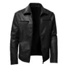 Jaqueta de couro masculina de couro falso, jaqueta de motocicleta primavera outono, nova moda casual, casaco de motociclista com zíper, decoração 240330
