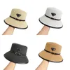 Wholesale designer hat for mens leather letters plated gold black triangle prevent sun fashion straw hat wide brim solid adumbral knitted hat high quality ga0132 C4