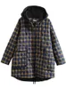 Johnatur Women Hooded Plaid Parkas Vintage Butt Coats Loose 2024秋の冬の新しいポケット女性カジュアルウォームパーカスコートi2zz