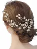 vintage Leaves and Floral Bridal Headband Bohemian Headpiece Crystal Pearl Hair Vine Fr H Wedding Hair Accories 838w#