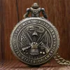 Retro brązowy Departament Armii Stanów Zjednoczonych Pocket Watch Vintage kwarc analogowy zegarki wojskowe z łańcuchem naszyjnikiem 238n