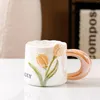 Mugs 380ml Tulip Mug Creative Ceramic Cup Hand Gift Lovely Couple Coffee Water Teacher's Day Birthday