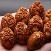 Strand Hand Carved Eight Big Olive Nut Stone Carving Zhong Kui Buddha Beads Bracelet