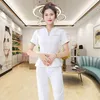 Beauty Sal Uniform Fi Spa Masseuse Clothing Nail Technician Hotel Frt Desk Workkläder för kvinnliga manikyrer Byxor Set 35Sr#