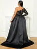 Missord Black Cecin Plus Size Even Elegant Women One ramię LG Sleeve Pas MAXI Party Prom Dr z suknią pociągu B2CP#