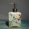 Conjunto acessório de banho estilo chinês mão dispensador de sabão floral porcelana recarregável garrafa cerâmica removível vintage shampoo recipiente casa