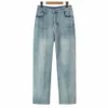 2023 Automne Bonne qualité Vêtements Femmes Jeans droits Plus Taille Vintage Blue Denim Slim Pantalon à jambes larges Pantalon pleine longueur 02nn #