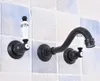 バスルームシンクの蛇口黒いオイル摩擦真鍮2セラミックハンドルウォールマウント3ホール広範な洗面所容器蛇口ミキサータップDSF496