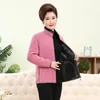 Sudaderas de mediana edad Cremallera Chaqueta de lana de manga larga Mujer Tallas grandes Cuello alto Cálido Abrigo corto grueso Sólido Casual Tops Q8VL #