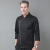 unisex Black Chef Uniform Lg Sleeve Kitchen Cooking Jacket Catering Service Hotel Cafe Bakery Barber Shop Waiter Work Shirt e6Au#