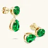 Dangle Earrings Ins Style Lab Grown Emerald Tassel For Women Girls 925 Sterling Silver Synthesis Drop Fine Jewelry