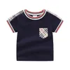 Petits garçons T-shirt à carreaux enfant en bas âge enfants rayures col rond manches courtes coton T-shirts enfants hauts décontractés été bébé vêtements de marque Z7406