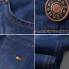 Busin Men's Jeans Casual Straight Stretch Fi Classic Blue Black Work Denim Trousers Male Pants New High Quality Clothing 35hr#