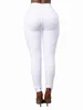 Fi del color liso de las mujeres pantalones vaqueros flacos pantalones con cremallera ocasionales de cintura alta polainas estiramiento push up lápiz pies pantalones fondos t8kv #