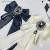 Bow Ties Korean Alloy Rhinestone Versatile Bow Brooch College Style Shirt Dress Collar Flower Small Fragrant Style Bow Tie Accessories Y240329