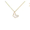 Designer Brand Van Butterfly Necklace Womens 18K Gold Plorato Mini Small White Fritillaria Ciondolo con catena di colletti