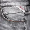 Мужские джинсы Ly Дизайнерская мода Мужчины Высокое качество Ретро Серые эластичные облегающие рваные вышивки Винтажные джинсовые брюки Hombre