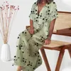 Casual Dresses Women Loose Dress Bohemian Style Floral Print Maxi For Summer Vacation Beach Women's Short Sleeves V Neck Button A-Line