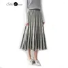 Skirts 2024 Women's Fashion Autumn And Winter Cashmere High Waist Umbrella Skirt Vintage Tassel Knitted Loose Abstract Stripe