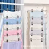 Hängare torkande garderob vikbar bar klädmetall kjol rack 6 lager med 12 klipp klädlagringshållare